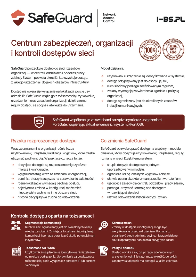 Okładka broszury SafeGuard o kontroli dostępu do sieci i zarządzaniu adresacją